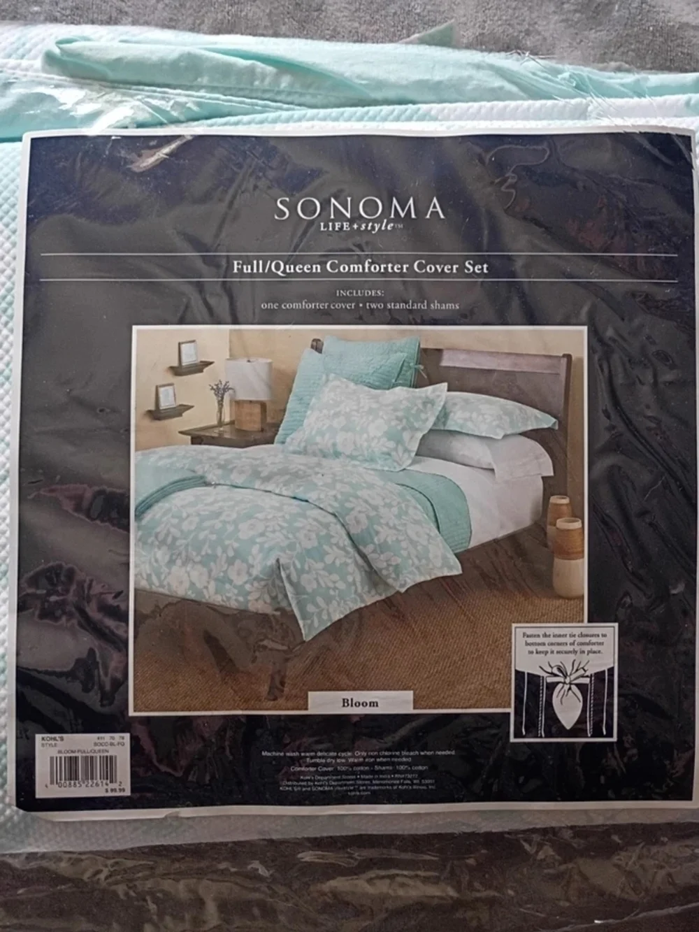 Sonoma Life + Style Full/Queen Comforter Cover Set w Shams Blossom Pattern